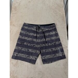 Da Hui  Aloha Board Shorts Mens Size 40 Gray Tribal Stripe Surf Swim Trunks EUC
